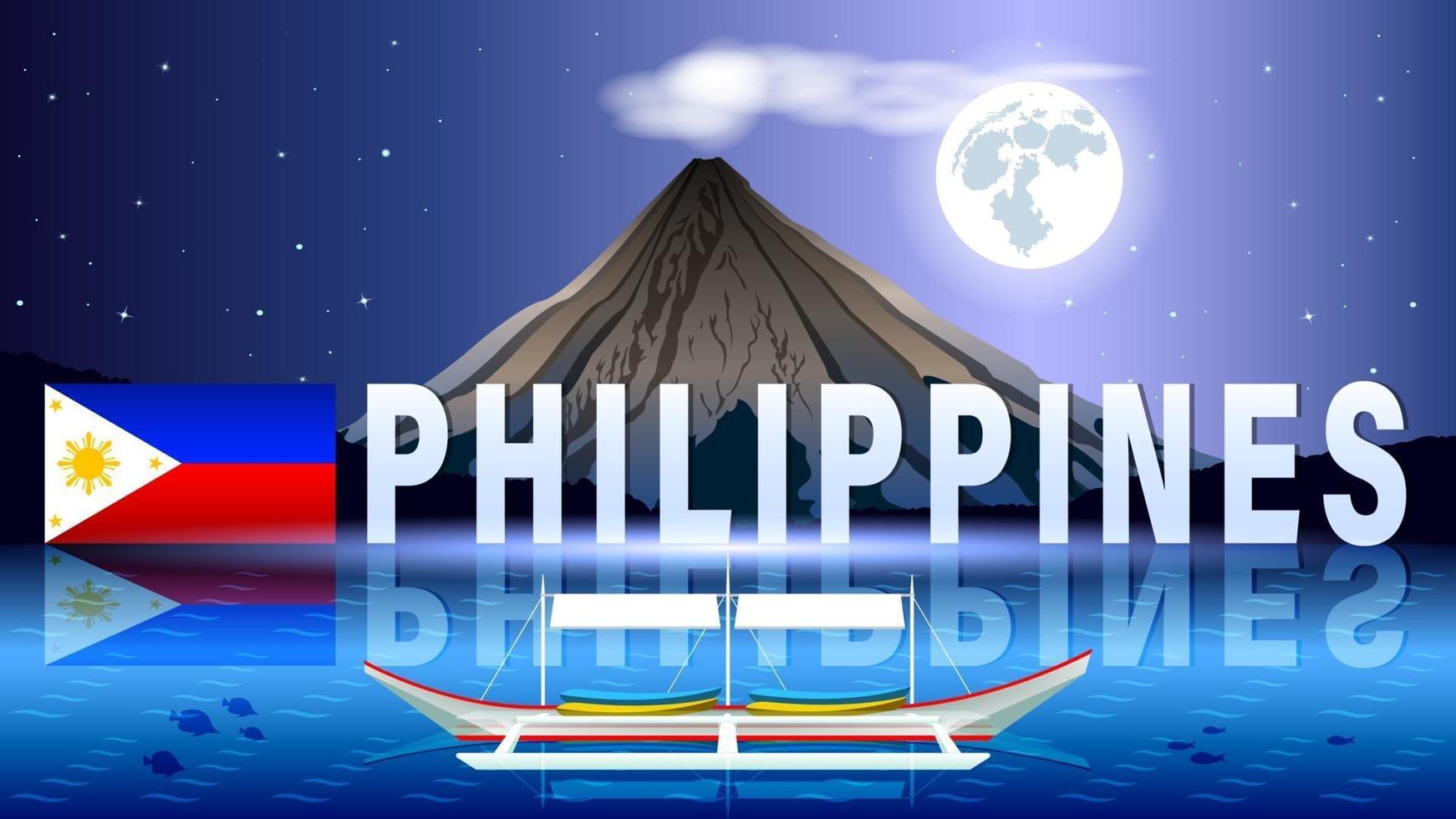 philippines au fond de dessin animé de voyage de nuit vecteur