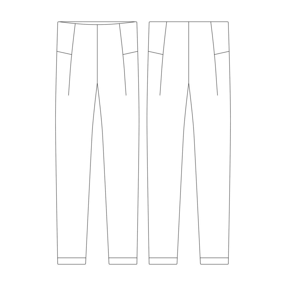 modèle poche legging vecteur illustration plat conception contour Vêtements collection