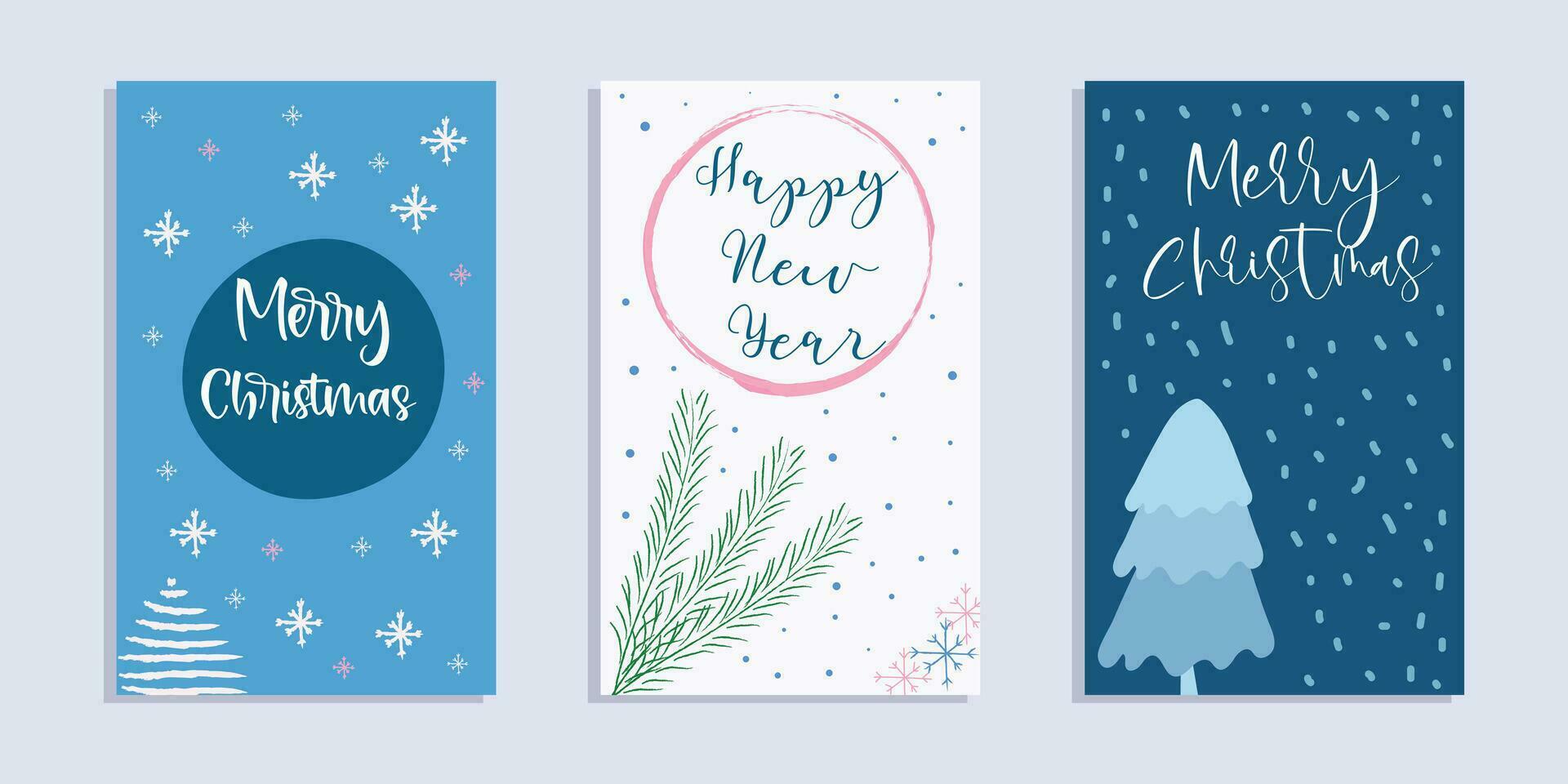 content Nouveau année et Noël cartes avec main tiré éléments. vecteur