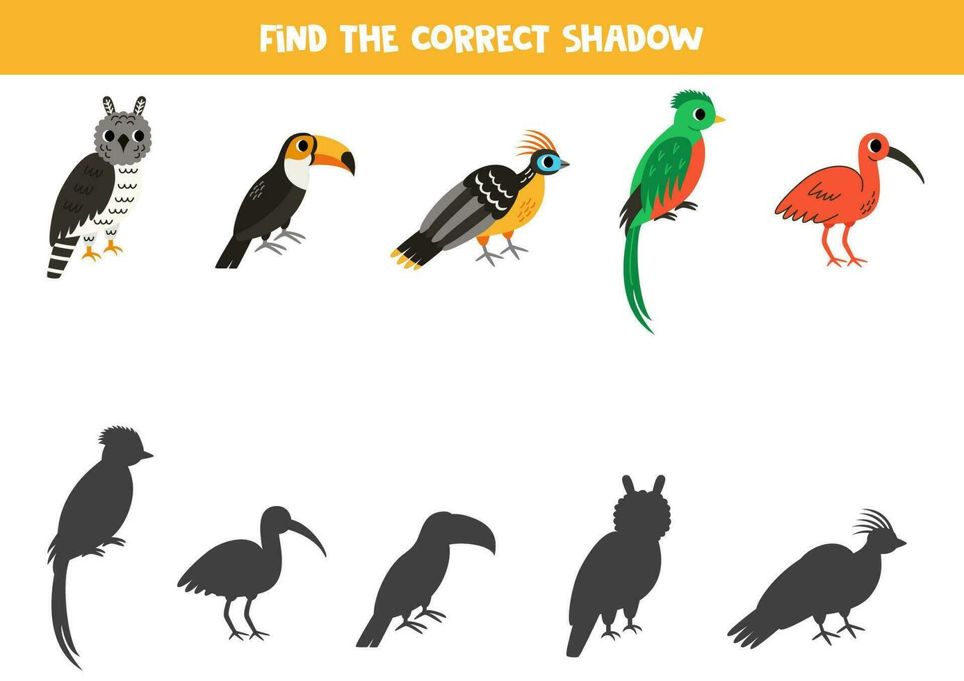 trouver ombres de mignonne Sud américain animaux. éducatif logique Jeu pour enfants. vecteur