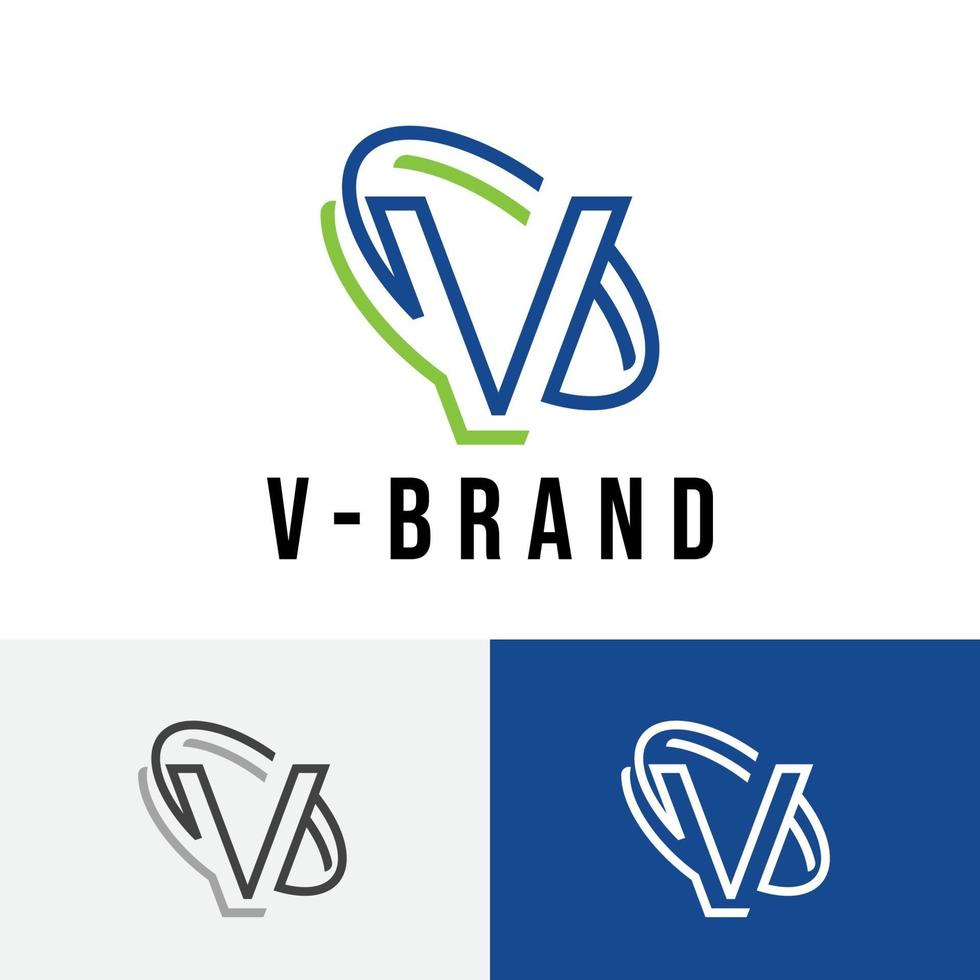 v lettre business line résumé moderne logo propre symbole vecteur