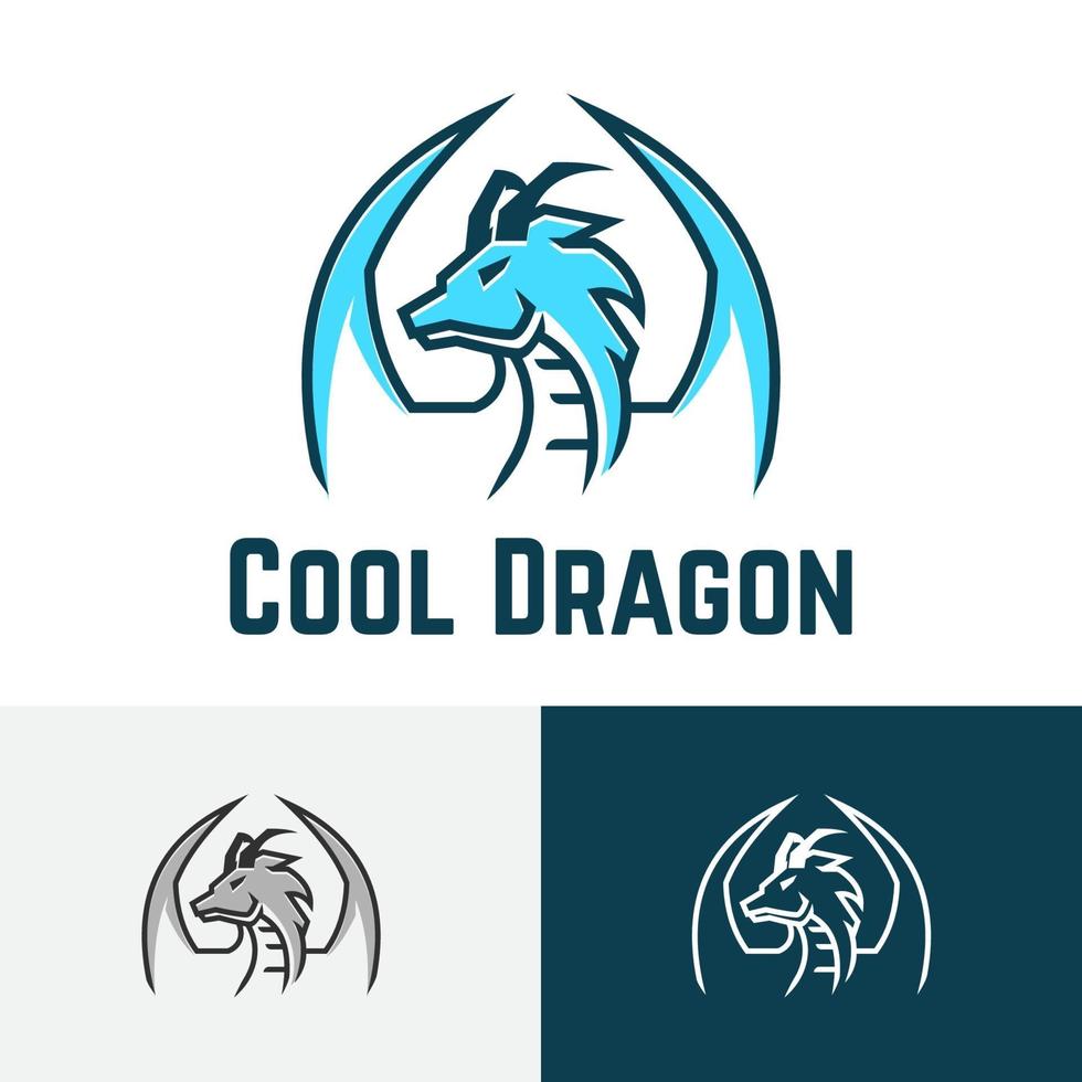 symbole du logo du jeu esport dragon de glace bleu cool vecteur