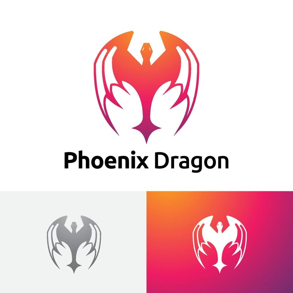 feu phénix oiseau dragon ailes logo symbole vecteur
