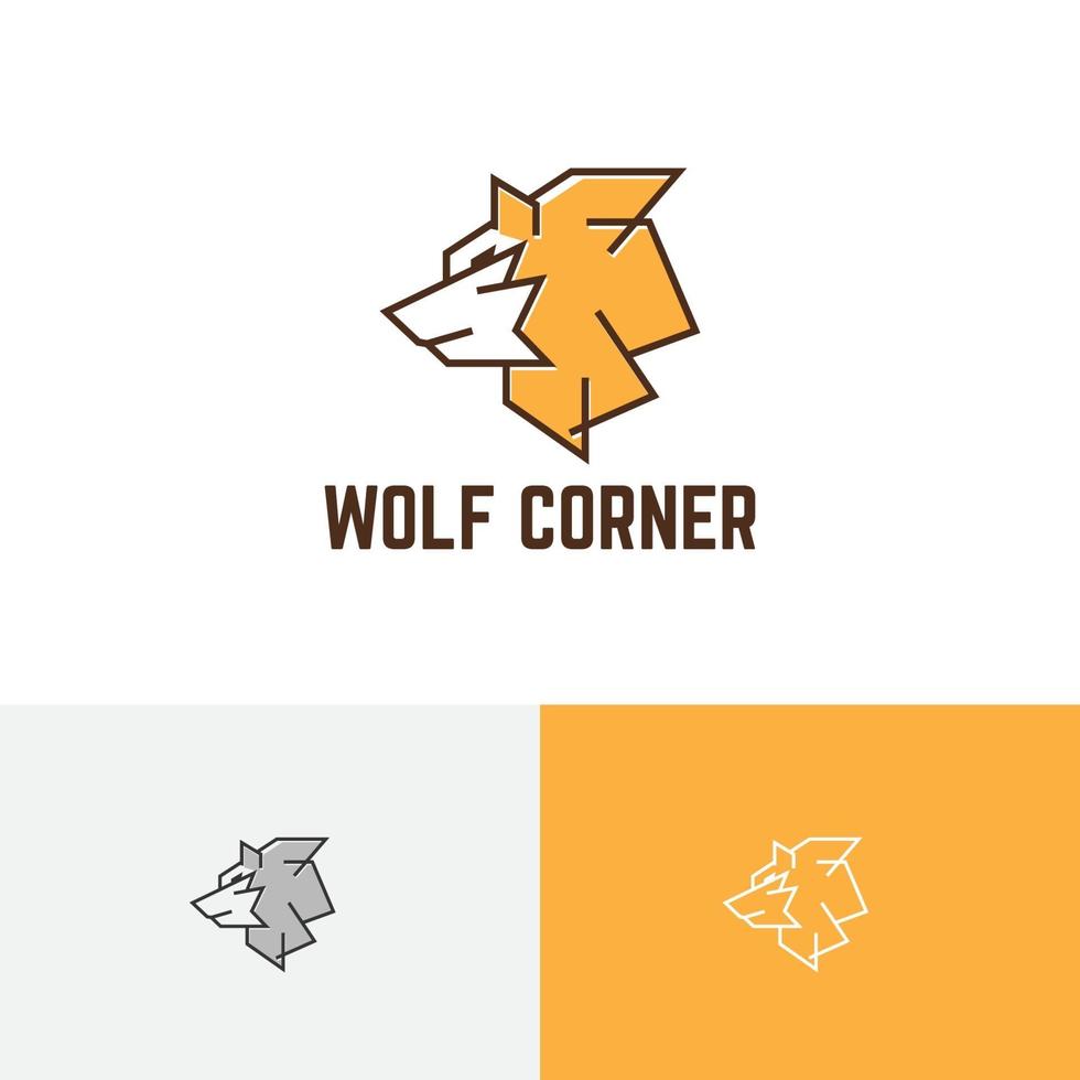 logo d'entreprise de coin de ligne d'animal sauvage de tête de loup vecteur