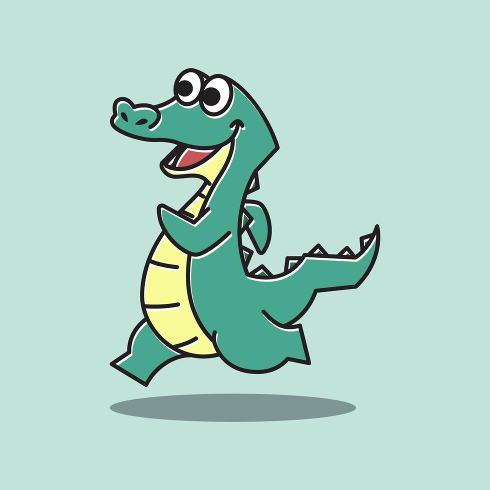 crocodile alligator course sport drôle mignon personnage dessin animé mascotte vecteur