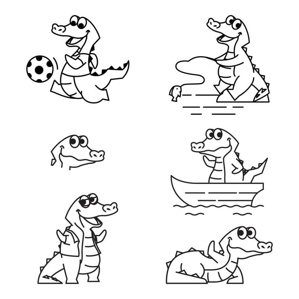 crocodile alligator drôle mignon personnage dessin animé mascotte vecteur