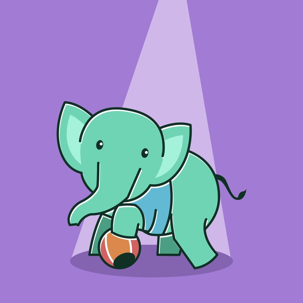 mignon bébé éléphant heureux sympathique personnage de dessin animé de cirque de balle de jeu vecteur