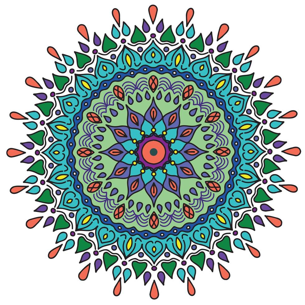 mandala coloré et noir et blanc vecteur