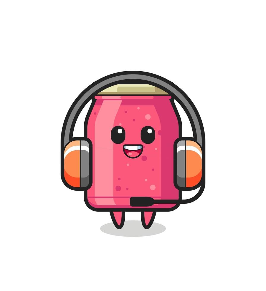 mascotte de dessin animé de confiture de fraises en tant que service client vecteur