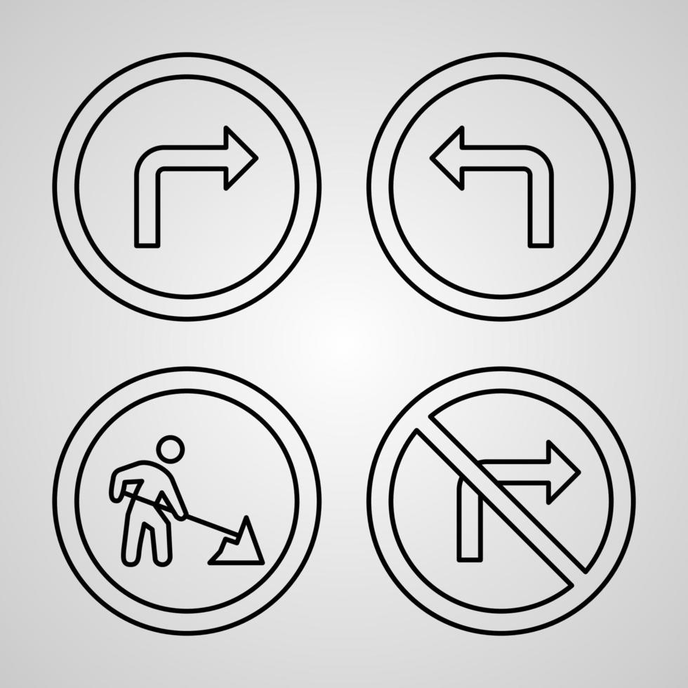 ensemble simple d'icônes de ligne vectorielle de panneaux routiers vecteur