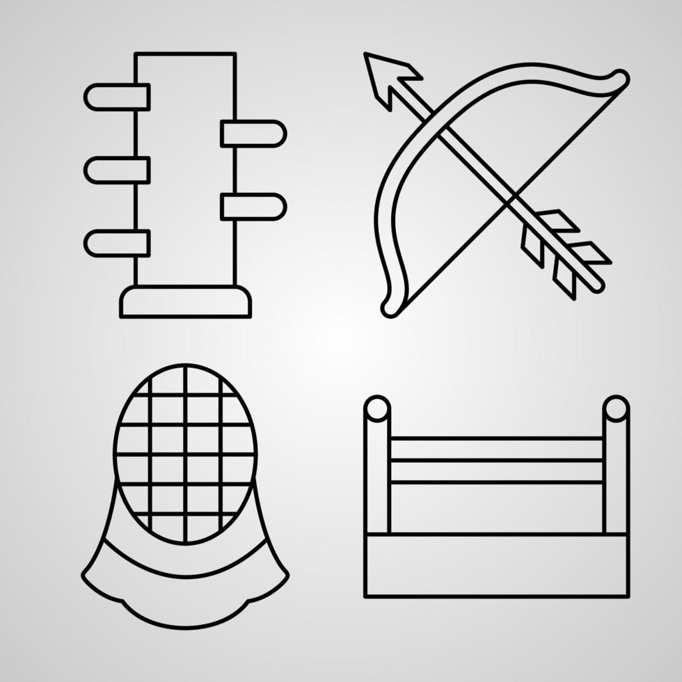 contour des icônes d'arts martiaux isolés sur fond blanc vecteur