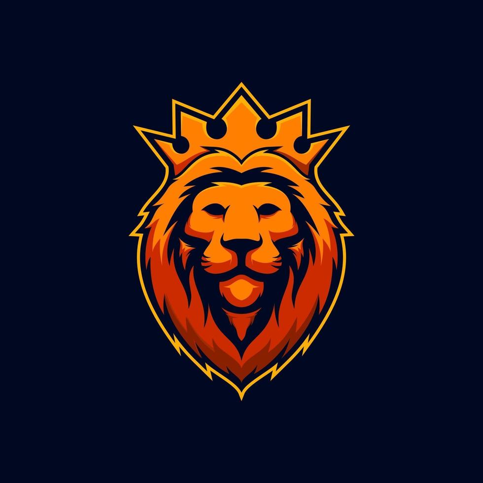 impressionnant lion roi d'or avec mascotte de logo vectoriel couronne