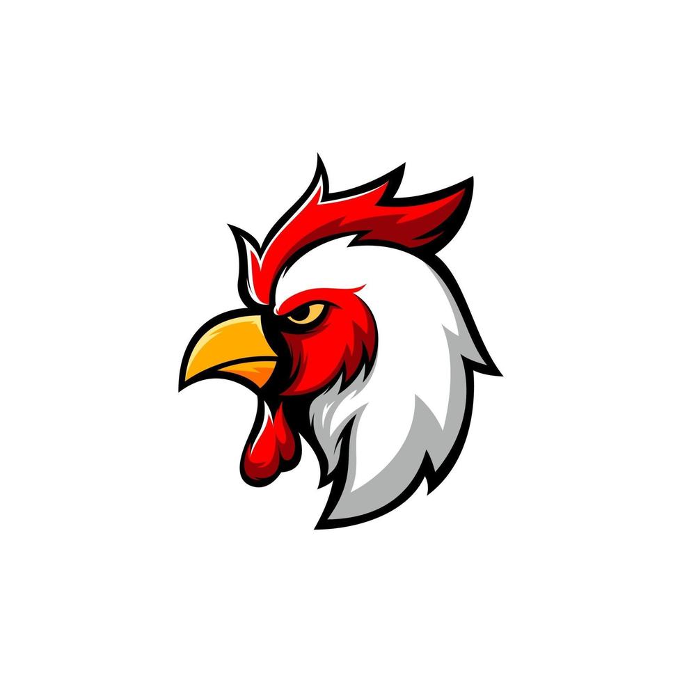 vecteur de mascotte de logo de tête de coq génial