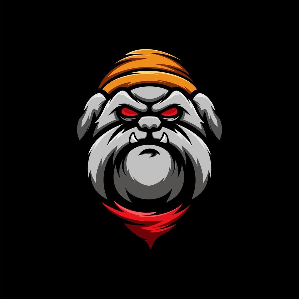 logo de mascotte de vecteur de tête de bouledogue cool génial