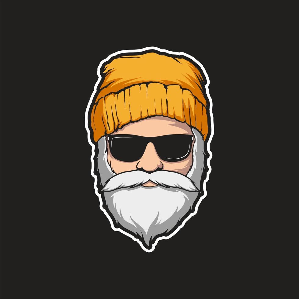 génial barbe homme lunettes vecteur mascotte logo