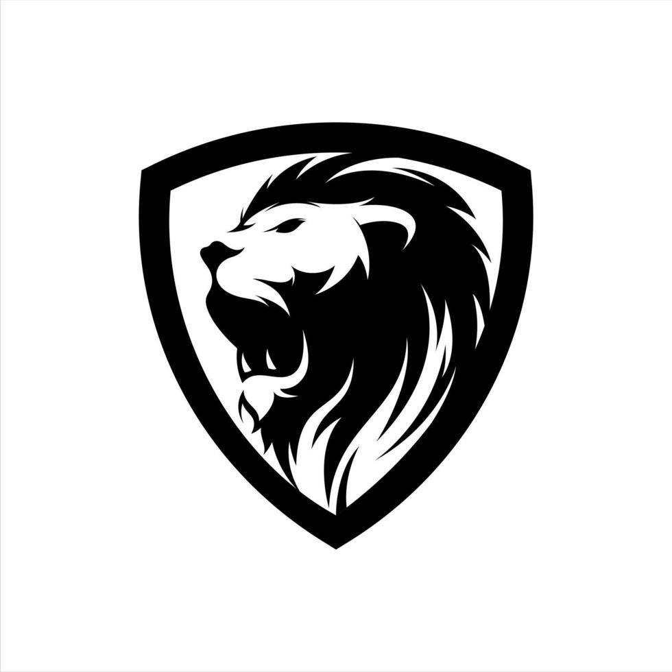 superbe lion bouclier logo mascotte vector illustration