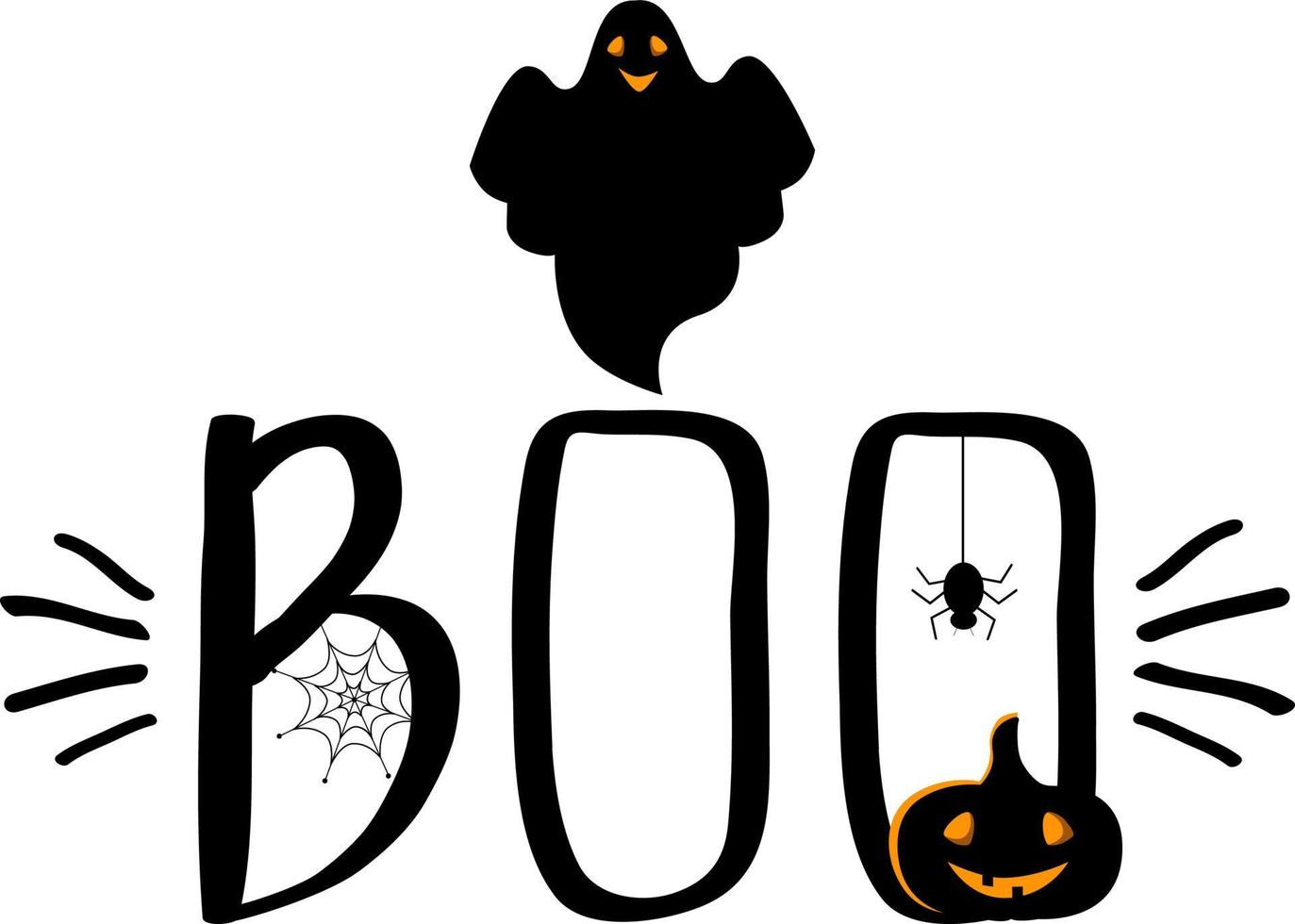 boo de lettrage d'halloween avec un fantôme vecteur