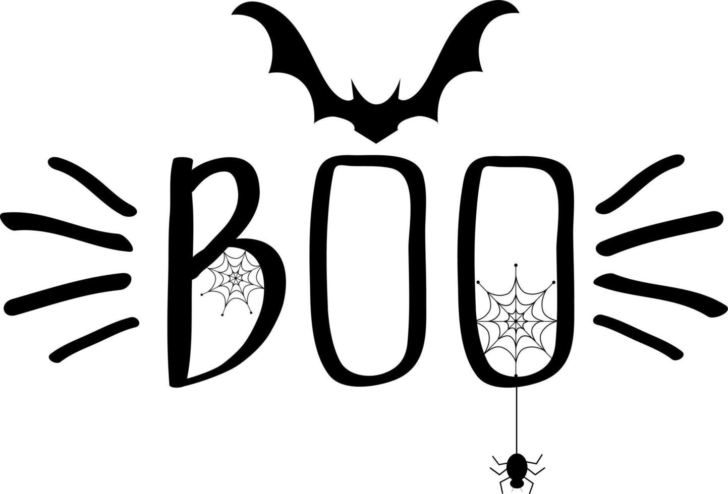 boo de lettrage d'halloween avec une chauve-souris vecteur