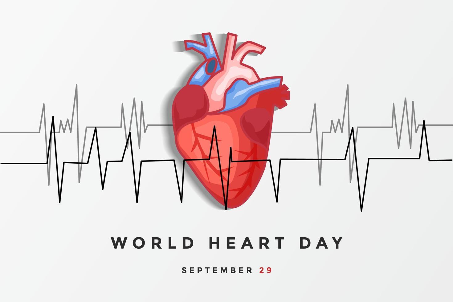 journée mondiale du coeur de conception de vecteur avec organe cardiaque
