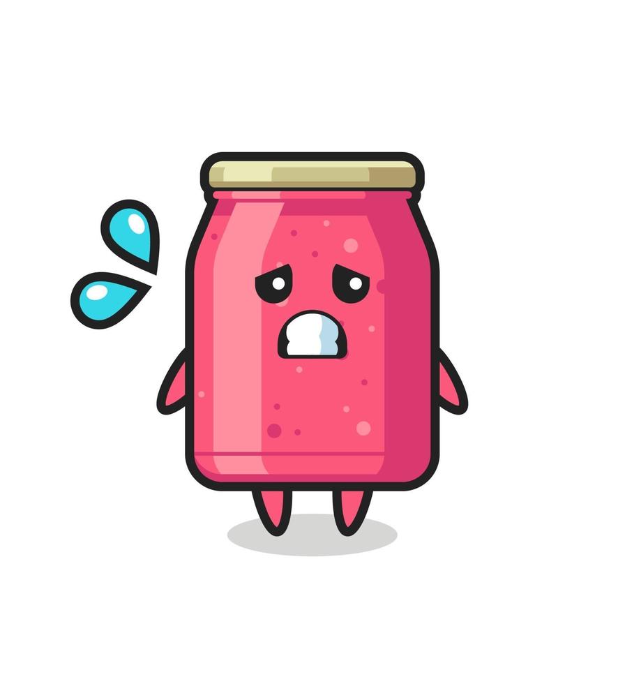 personnage mascotte de confiture de fraises avec un geste effrayé vecteur