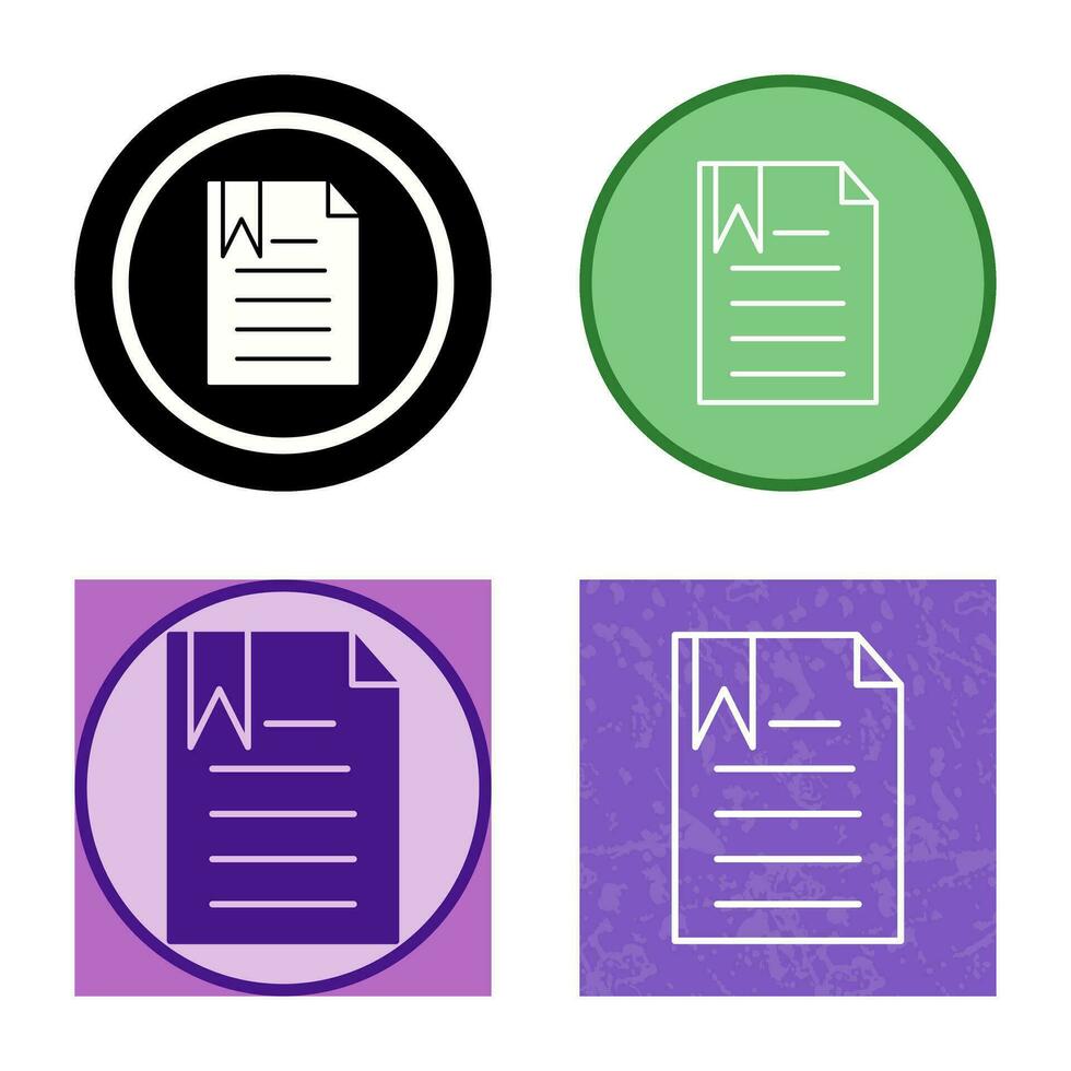 icône de vecteur de document unique avec signet