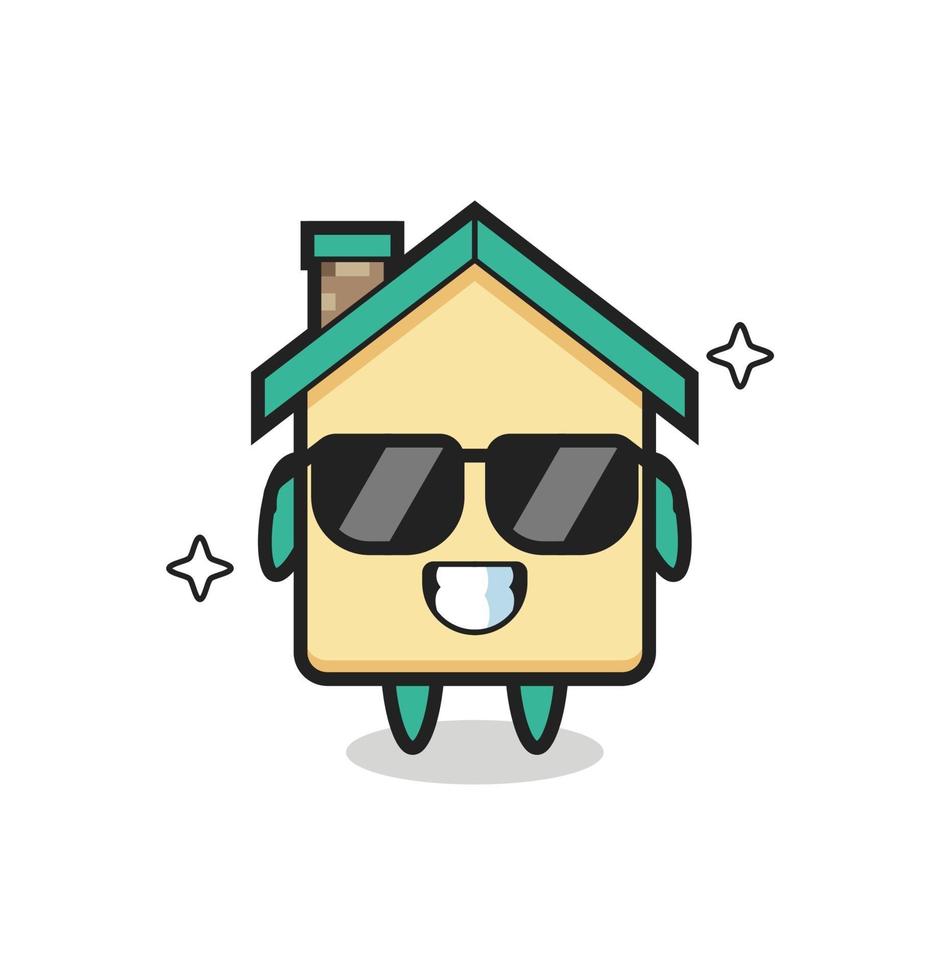 mascotte de dessin animé de maison avec un geste cool vecteur