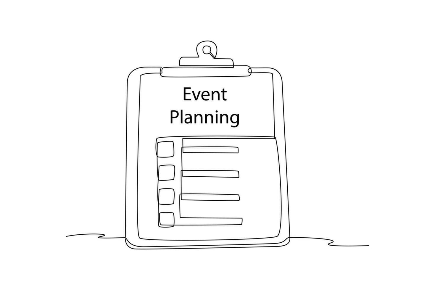 un continu ligne dessin de événements, Planification, la créativité. un événement la gestion concept. vecteur