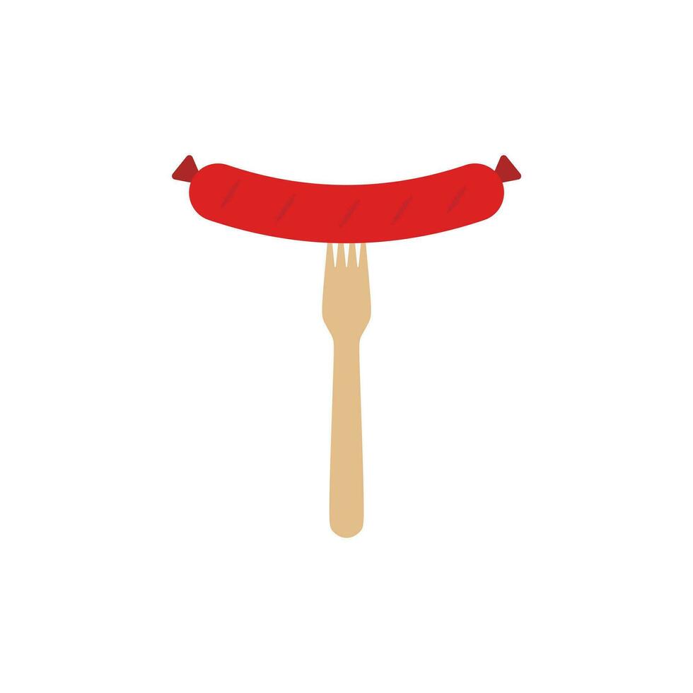 un barbecue saucisse vecteur illustration logo icône saucisse sur barbecue fourchette. grillé saucisse sur fourchette icône. chaud saucisse sur fourchette isolé signe sur blanc Contexte. vecteur illustration