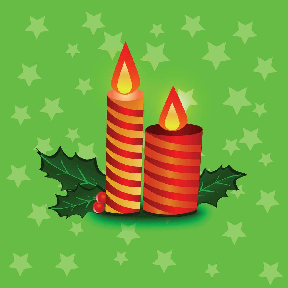 Noël brillant rouge bougies, houx, baies et ruban sur flocon de neige bougies avec en mouvement flamme, joyeux Noël ai généré vecteur