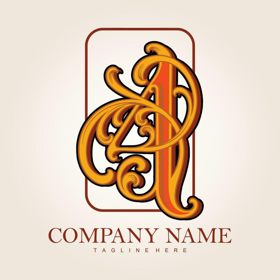 ancien or fleurir nombre quatre monogramme logo vecteur des illustrations pour votre travail logo, marchandise T-shirt, autocollants et étiquette conceptions, affiche, salutation cartes La publicité affaires entreprise ou marques.