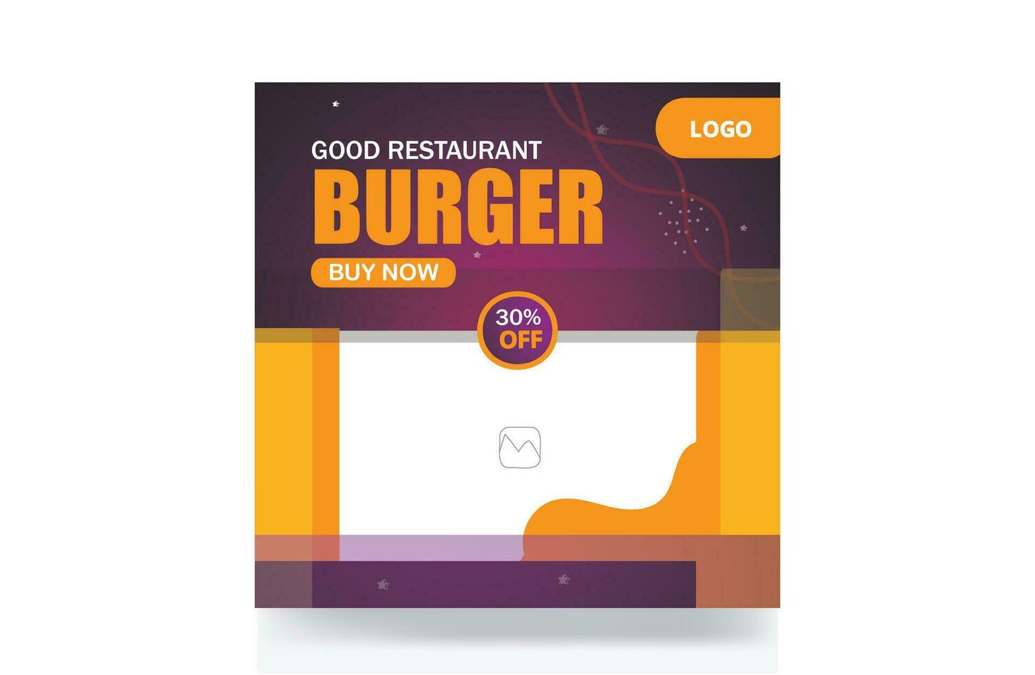 remise nourriture menu bannière restaurant Burger Pizza social médias Publier modèle vecteur