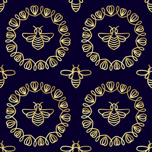 Modèle sans couture avec abeille vecteur