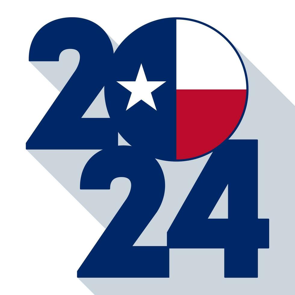 2024 longue ombre bannière avec Texas Etat drapeau à l'intérieur. vecteur illustration.