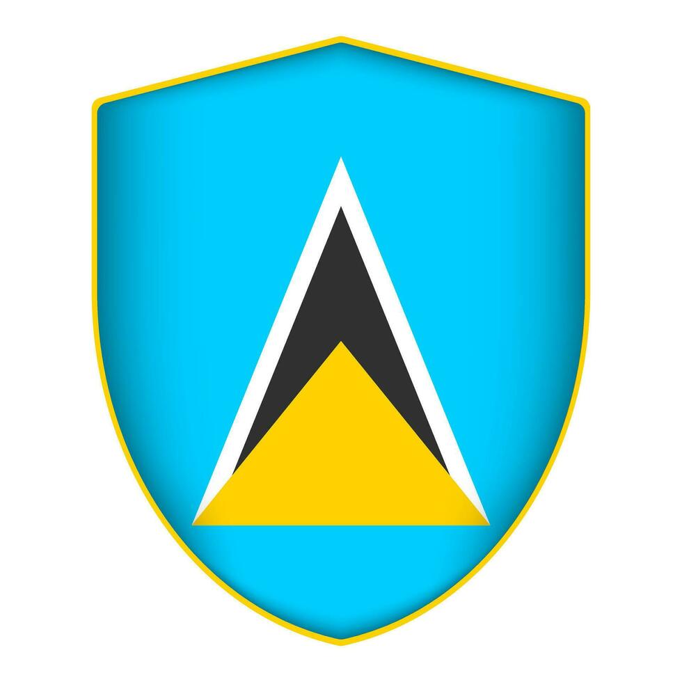 Saint lucia drapeau dans bouclier forme. vecteur illustration.