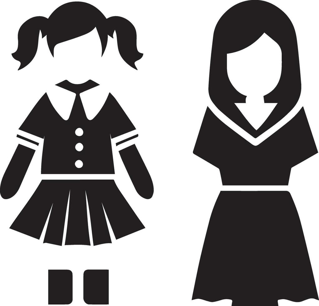 fille uniforme icône vecteur silhouette 4