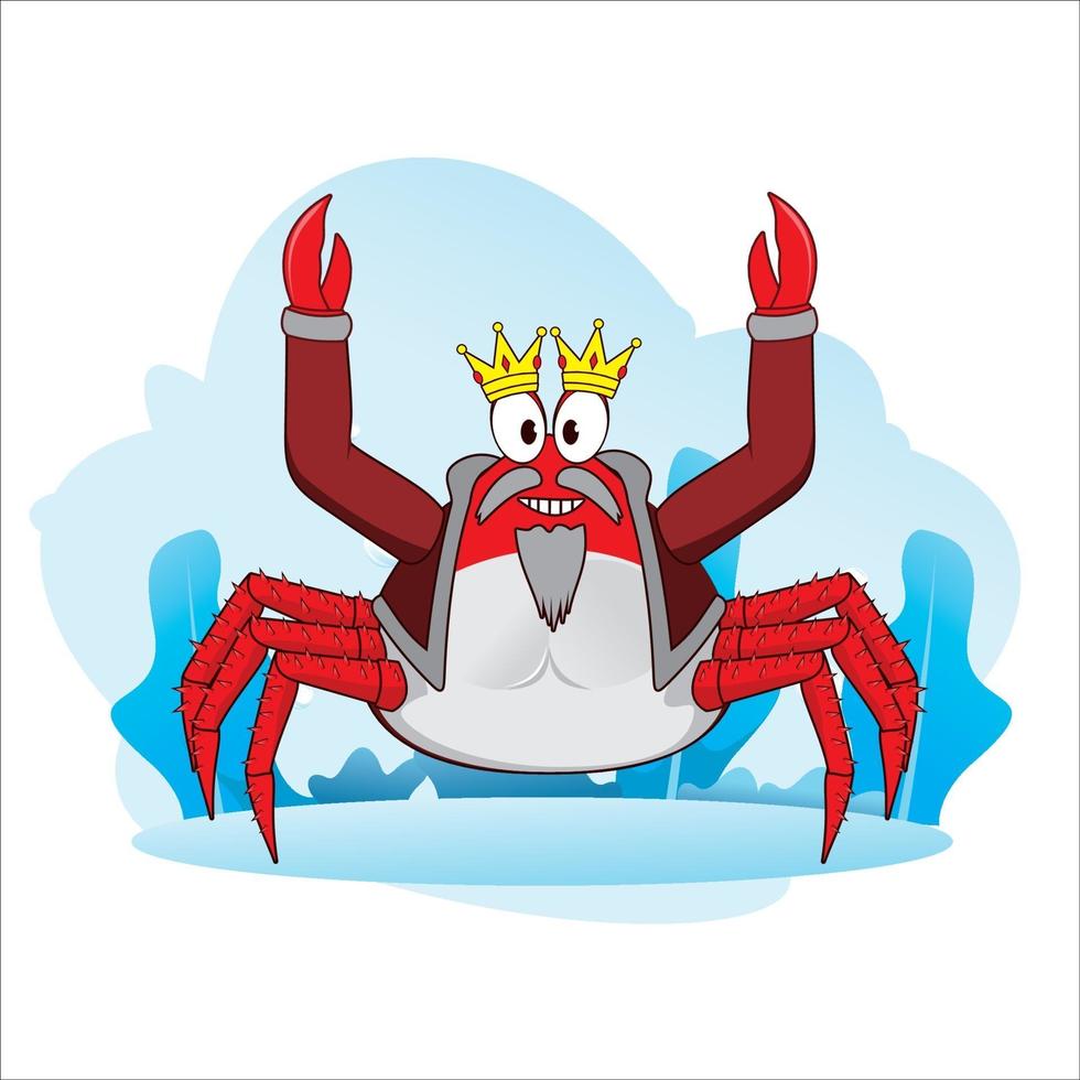 vecteur d'illustration de crabe royal de dessin animé