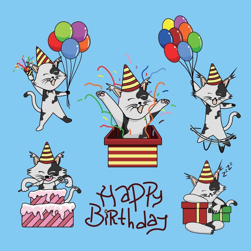chat mignon joyeux anniversaire illustration vecteur