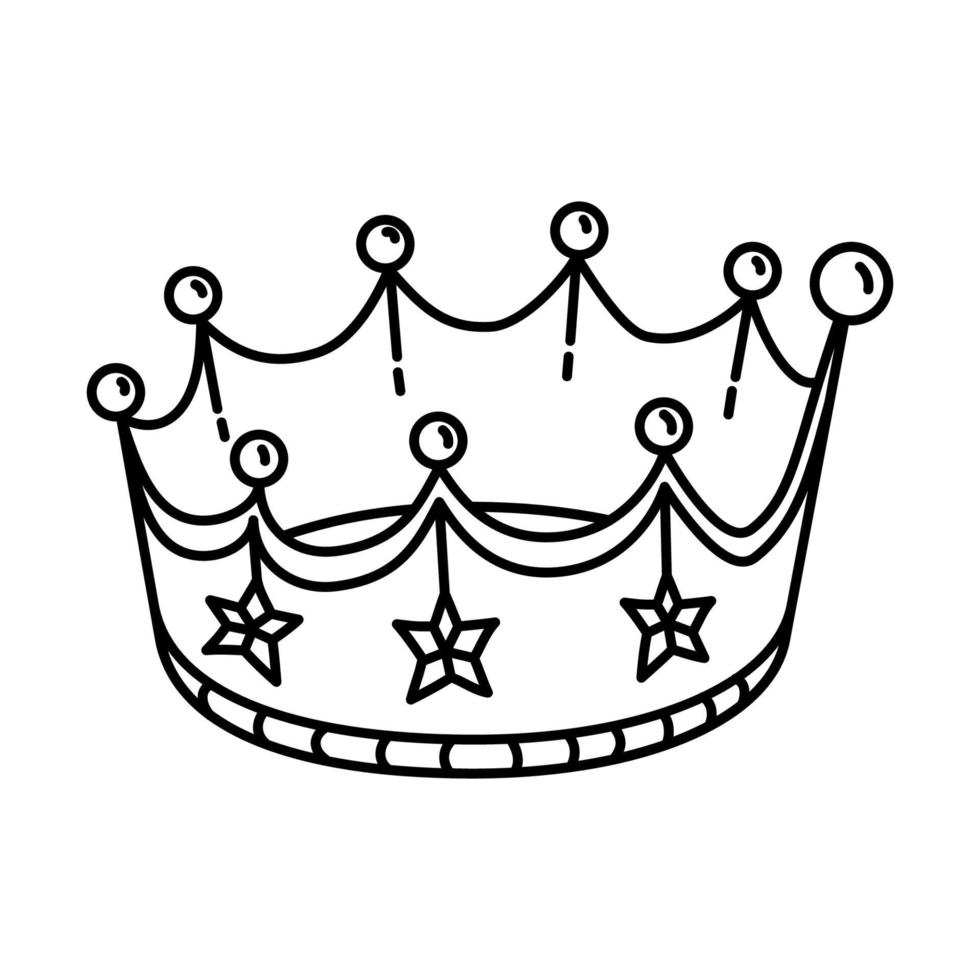 icône du parti de la couronne. doodle dessinés à la main ou style d'icône de contour vecteur