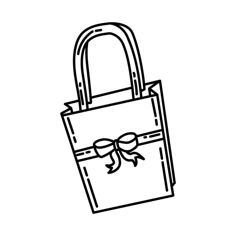 icône de fête de sac cadeau. doodle dessinés à la main ou style d'icône de contour vecteur