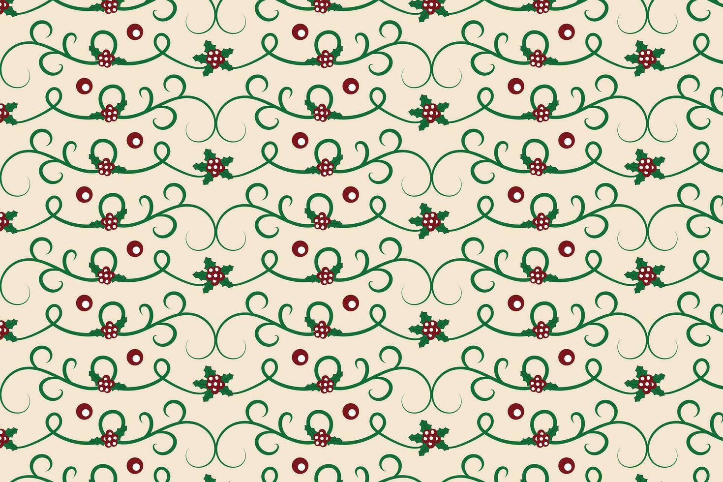 Noël filigrane tourbillon baie feuille sans couture modèle, houx feuilles moderne Noël modèle, hiver ambiance vacances vert fleuri Noël vecteur modèle, emballage papier vacances impression en tissu