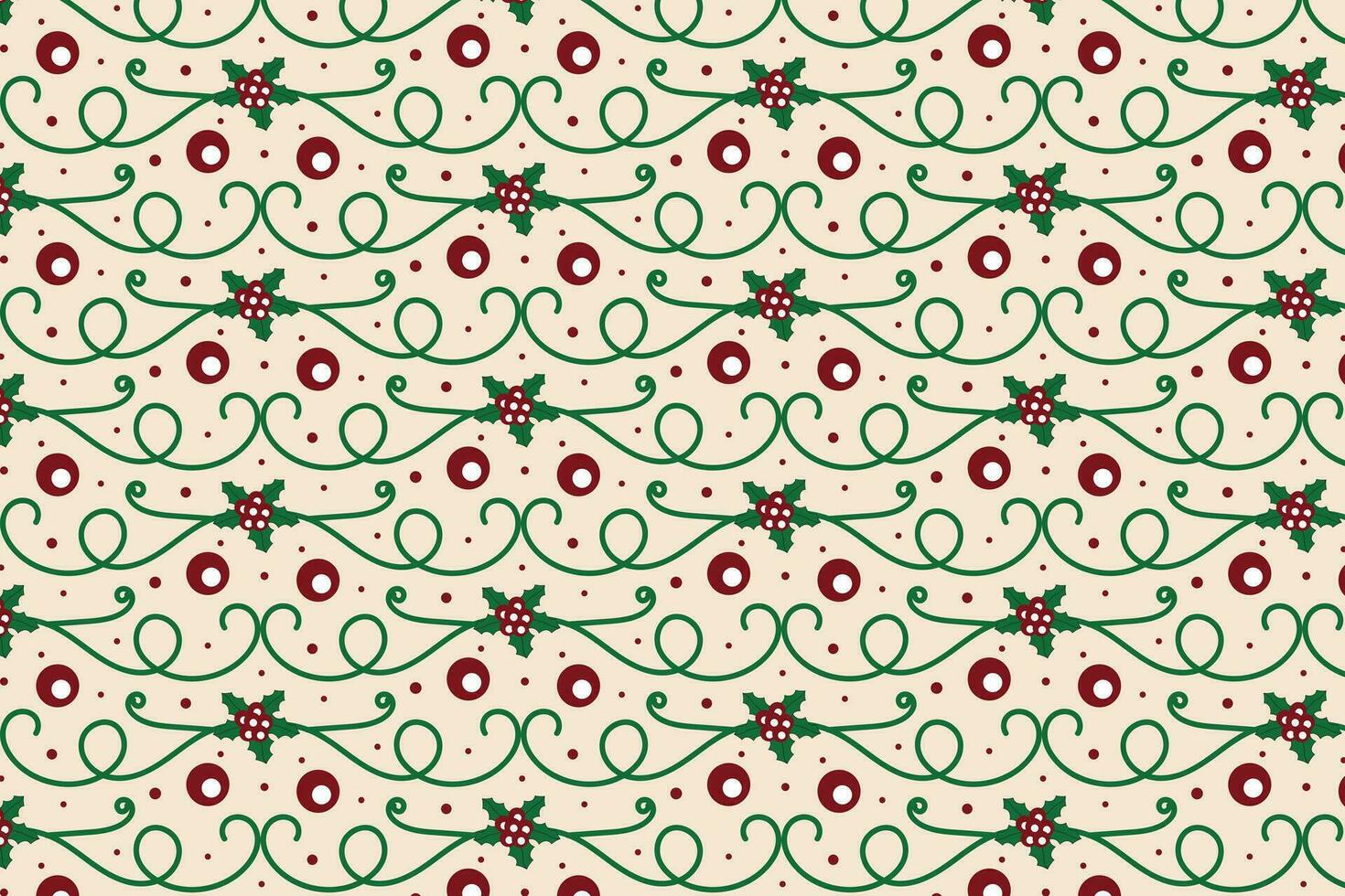 Noël filigrane tourbillon baie feuille sans couture modèle, houx feuilles moderne Noël modèle, hiver ambiance vacances vert fleuri Noël vecteur modèle, emballage papier vacances impression en tissu