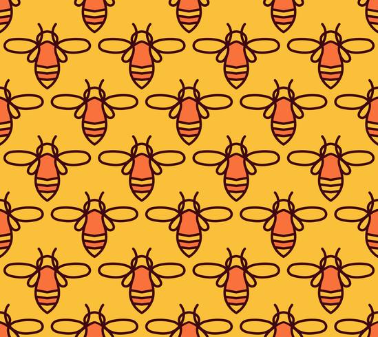 Modèle sans couture avec les abeilles orange dans le style Monoline. vecteur