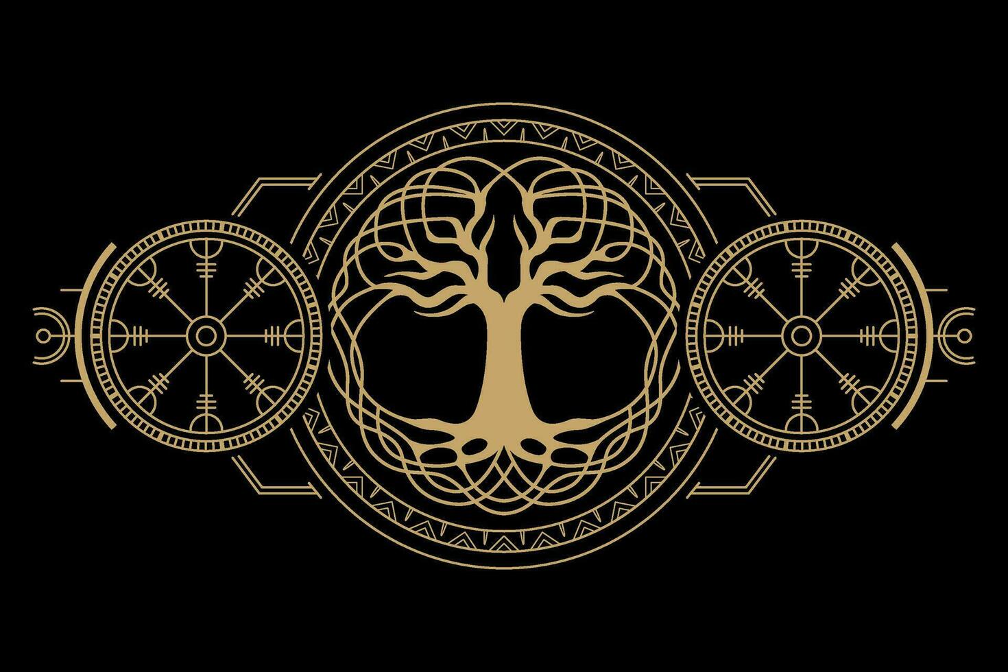 mystérieux d'or nordique symbole vecteur conception