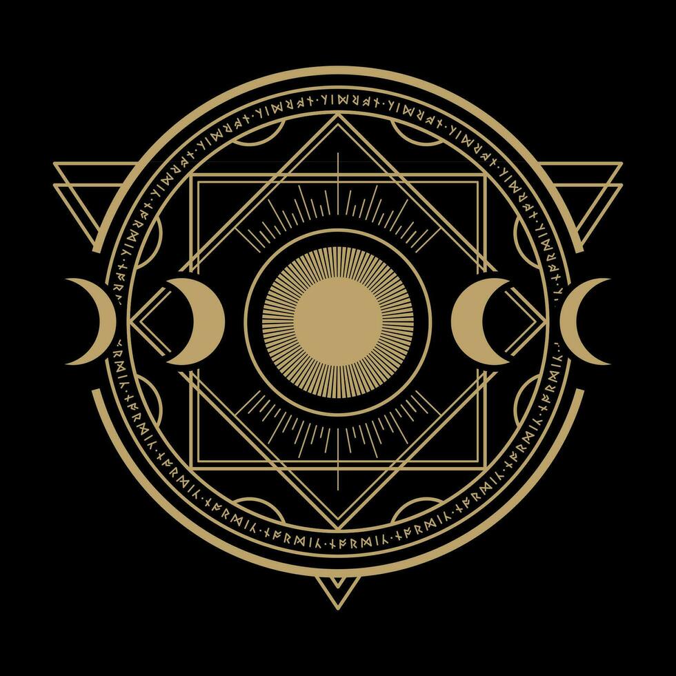 mystérieux abstrait d'or sacré magique cercle symbole vecteur