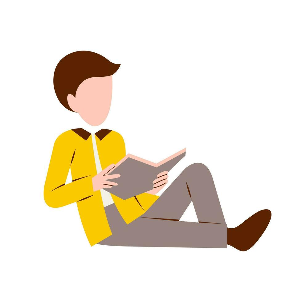 illustration de homme en train de lire livre vecteur