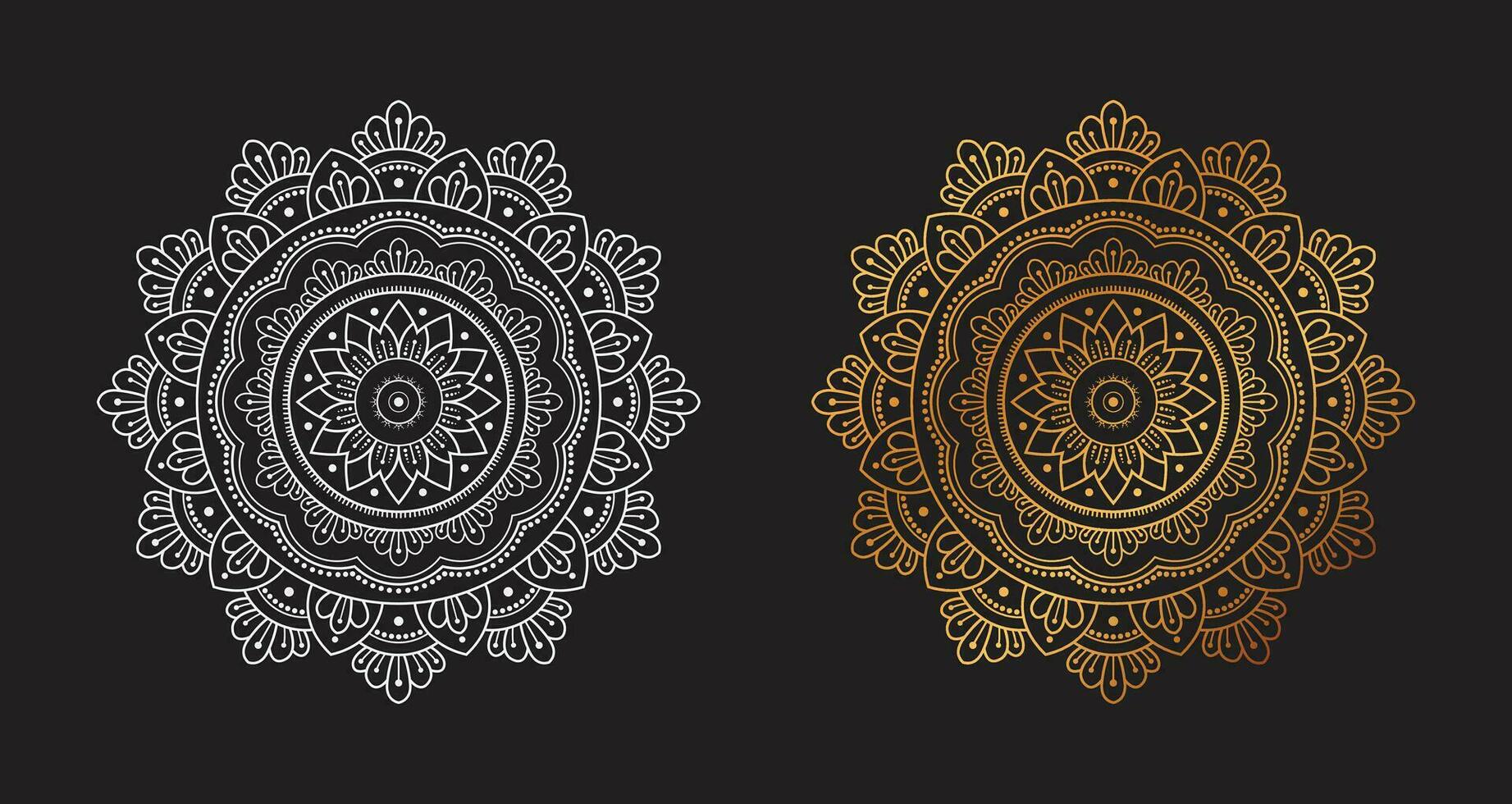 d'or blanc luxe mandalas, mandala pour henné, Mehndi, tatouage, décoratif ethnique ornemental éléments, Oriental motifs vecteur