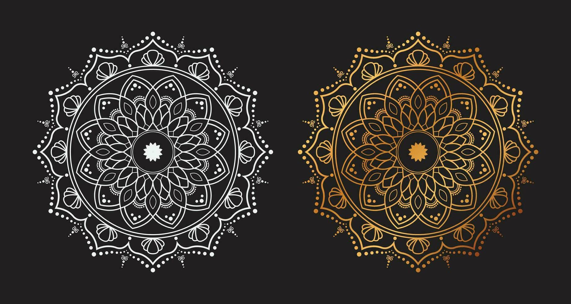 d'or blanc luxe mandalas, mandala pour henné, Mehndi, tatouage, décoratif ethnique ornemental éléments, Oriental motifs vecteur