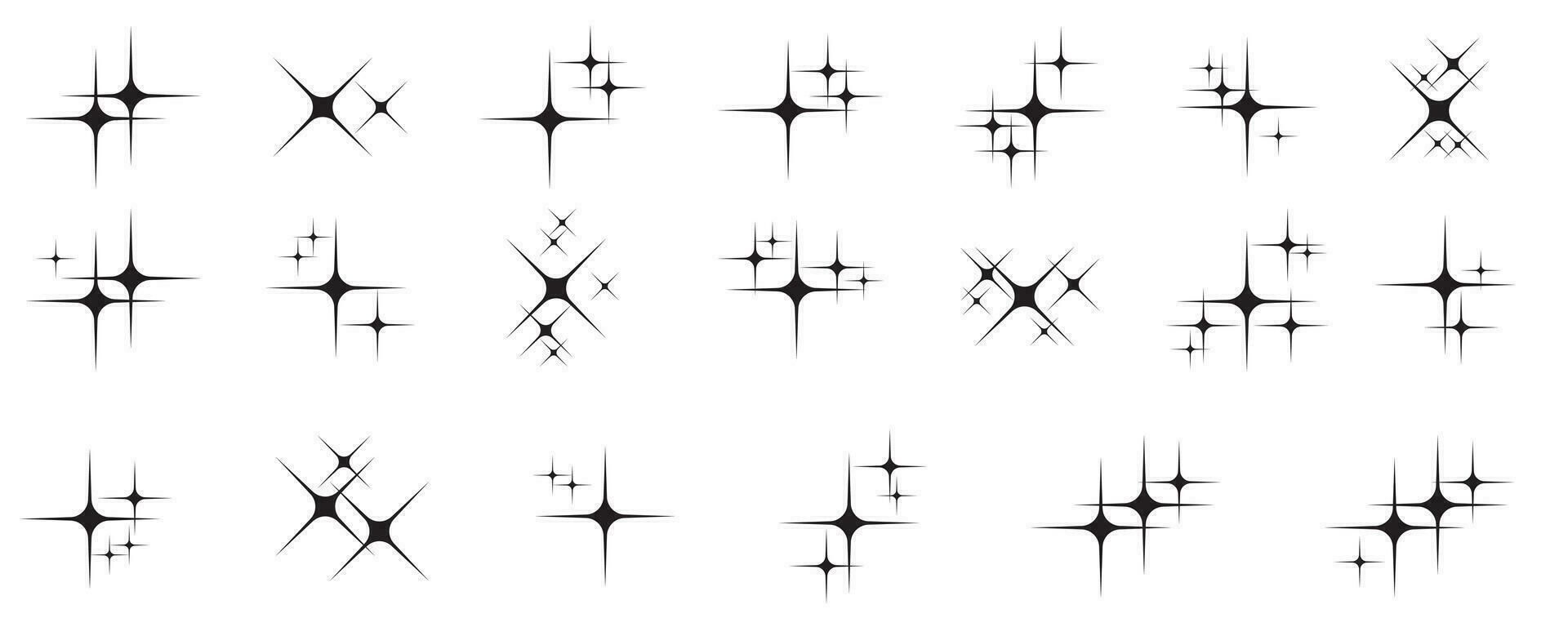 icônes étoiles. étoiles scintillantes. scintille, éclat brillant. symboles de vecteur de noël isolés