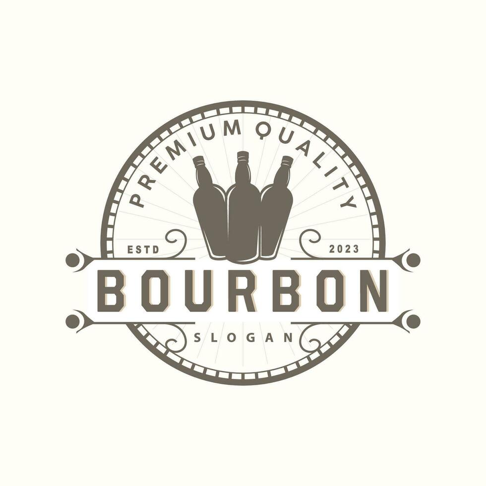 whisky logo, boisson étiquette conception avec vieux rétro ancien ornement illustration prime modèle vecteur
