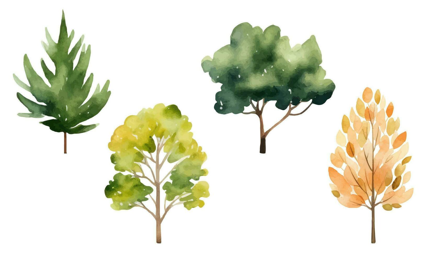 collection de scandi aquarelle des arbres. branché vecteur les plantes. mignonne abstrait coloré des arbres clipart.